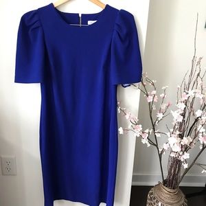 Calvin Klein Puff Sleeve Shift Dress in Blue